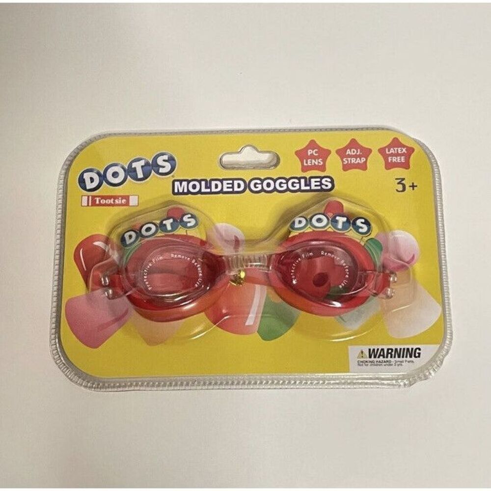 Dots Tootsie Molded Kids Swim Goggles Latex Free Adjustable Strap Multicolor New